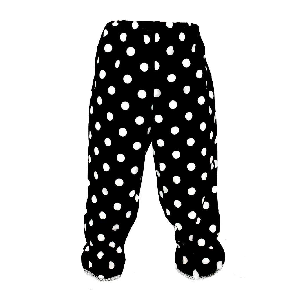 The Dragons Den Adults Full Length Polka Dot Frilly Rag Doll Clown Pants Circus Big Top Fancy Dress [Black White Spot L-XL] — image 1