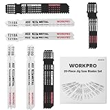 WORKPRO 20 Piece Jigsaw Blades Set T Shank Jigsaw Blade Set for Wood and Metal Compatible with Bosch Dewalt Makita Ryobi