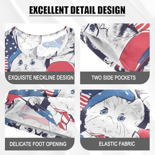 ALAZA Cute Cats Pajama Set Short Sleeve Sleepwear Soft Lounge Nightwear4