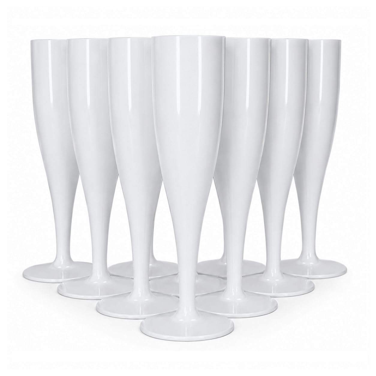 ProductPro 50 x White Plastic Prosecco Flutes 175ml Capacity
