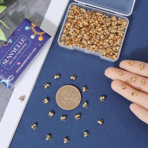 SUNNYCLUE 1 Box 300Pcs Real 18K Gold Plated Bead Tip 304 Stainless Steel Knot Covers Bead Tips Crimp Bead Covers Mini Knot Cover Beads for Jewellery Making Accessories Bracelets Necklaces Supplies - Image 3