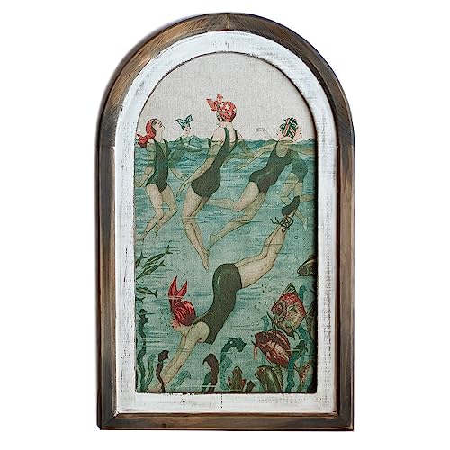 INSOVITA Swimming Wall Art, Large Vintage Bathroom Decor, Coastal Room Farmhouse Boho Rustic Themed Wall Decor for Living Room, Bedroom, Office, 21.5 x 13.75 Inches