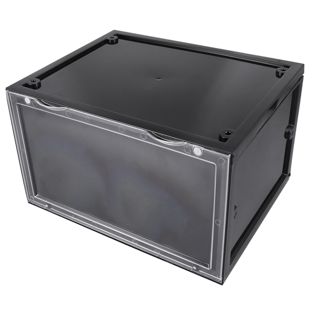 Amosfun Caja de Zapatos Transparente Pp Negra Apertura Lateral Magnética