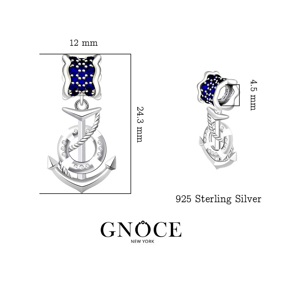 GNOCE Seaside Thema Anker Anhänger Charm 925 Sterling Silber Meine Abenteuerreise Anhänger Charms mit Zirkonia für Armbänder Halsketten Damen