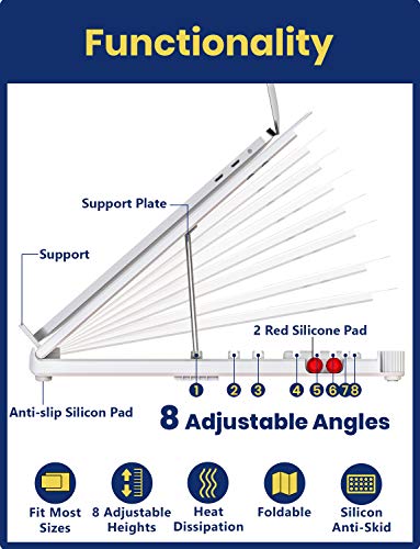 Laptop Stand, Multi-Angle Laptop Stand Riser, Foldable Desktop Notebook Holder Mount, Adjustable Eye-Level Ergonomic Design, Portable Laptop Riser for Computer PC Tablet Phone, EURPMASK - Thumbnail 6