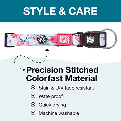 Max & Molly Gotcha! Hundehalsband Halsband Hund mit Smart ID, gepolstertes Neopren Halsband mit Design für kleine Hunde, wasserdicht, bequem, verstellbar, Cherry Bloom, S