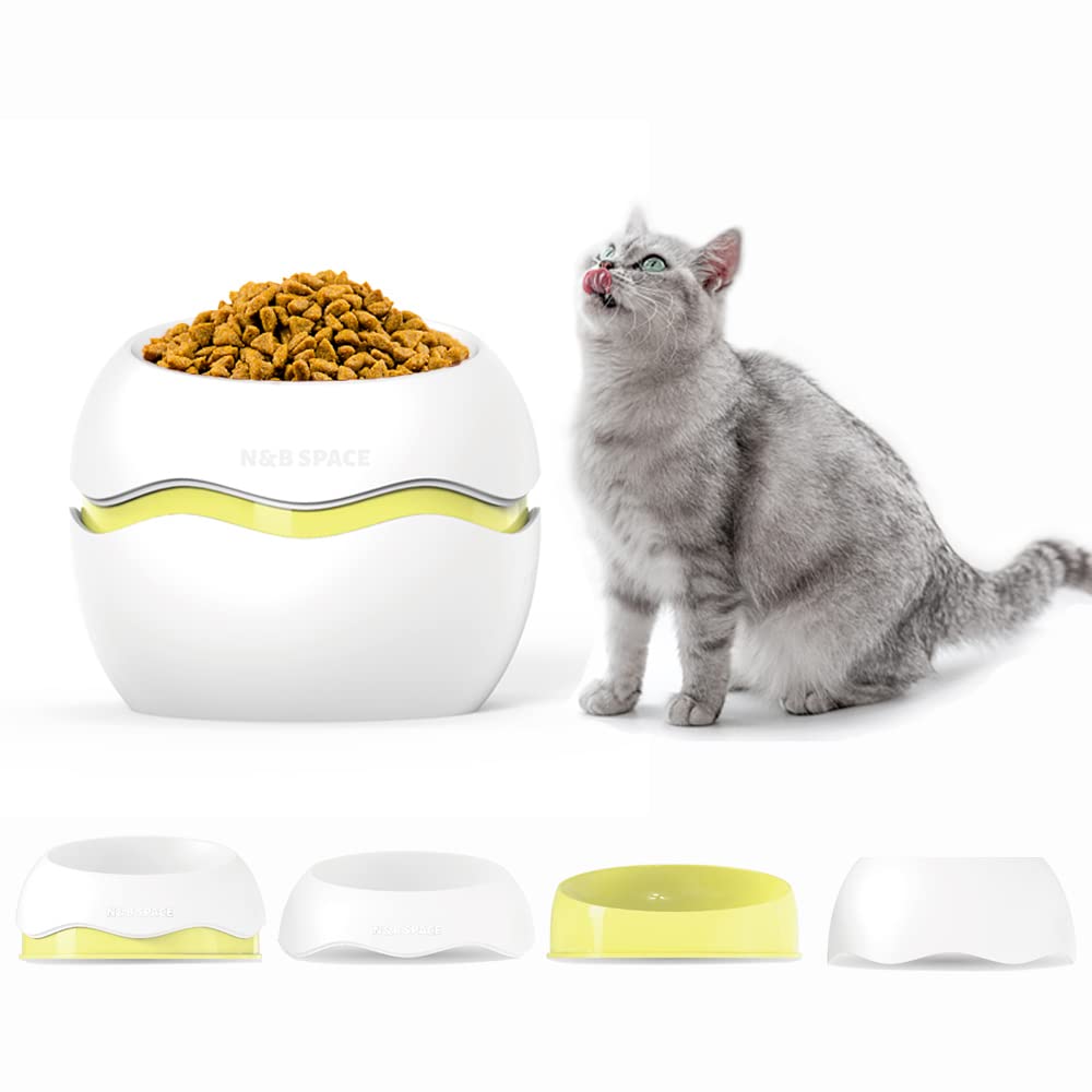 NeoStyle3 in 1 Raised Cat Bowl Set,Tilted Elevated Pet Feeding Bowl for Cats and Small Dogs,Lovely Shape of Egg,Cat Dish,Detachable Multiple Combination Cat Food and Water Bowl