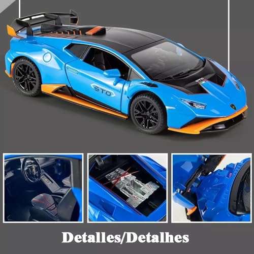 Image of VARIYA ENTERPRISE Exclusive Alloy Metal Pull Back Die-Cast Car Diecast Metal Pullback Toy Car with Openable 6 Doors,Light Music Boys Gifts Toys (1:24 Lamborghini Huracane STO-Multicolor)