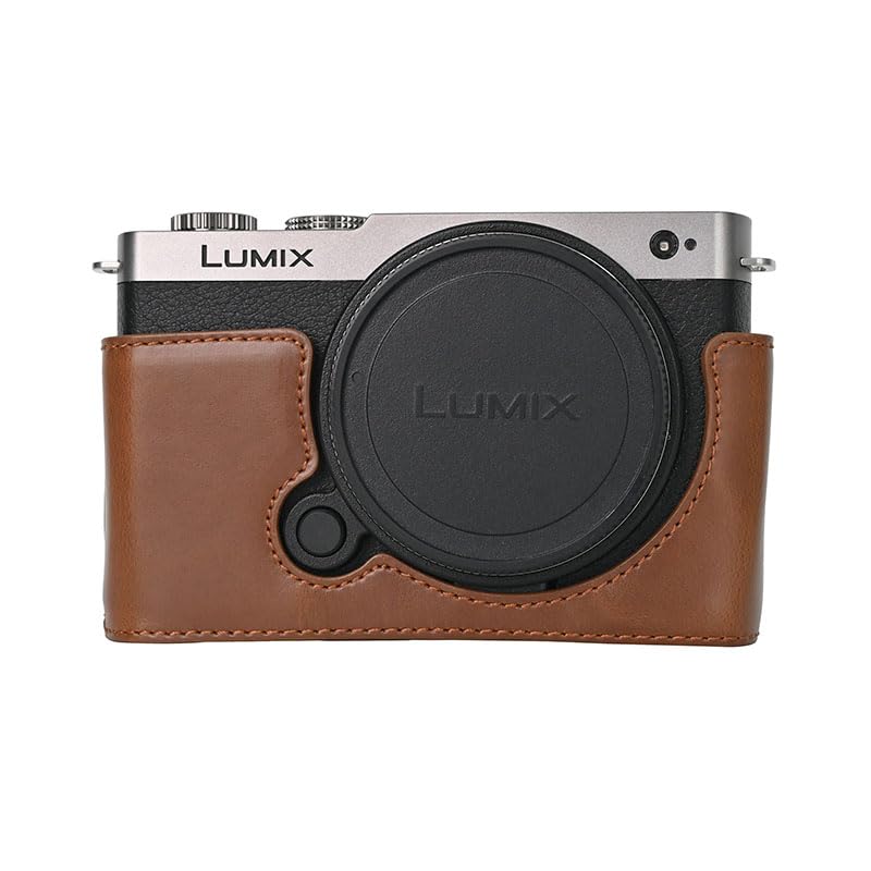 Rieibi Camera Case,PU Leather Half Case for Panasonic Lumix DC-S9 Case,Protective Case for Lumix S9,with Bottom Opening Version and Hand Grip Design