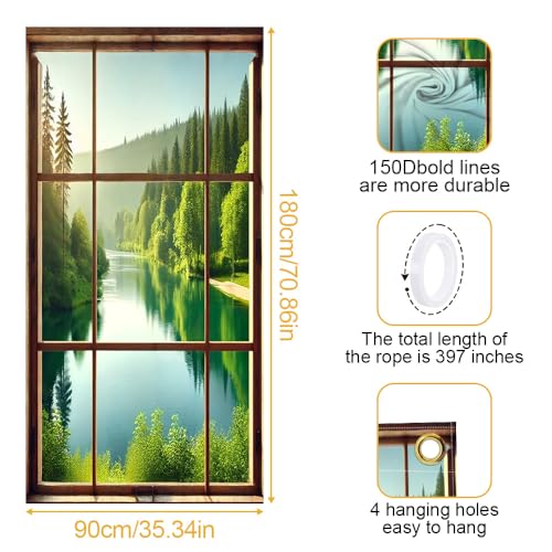 Image of Faux Window Door Cover - Forest Lake Front Door Decorations