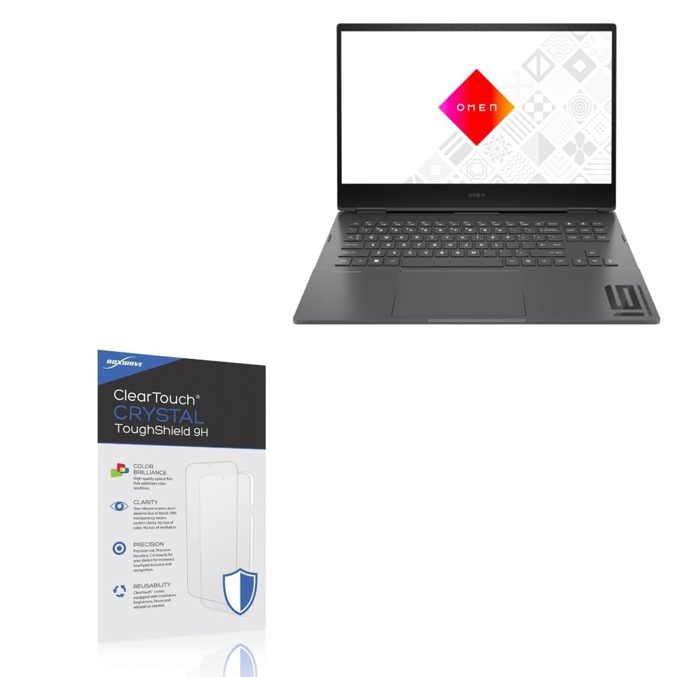 BoxWave Screen Protector Compatible With HP Omen 16 (16z-n000) - ClearTouch Crystal ToughShield 9H (2-Pack), Clear 9H Tough Flexible Film Screen Protector