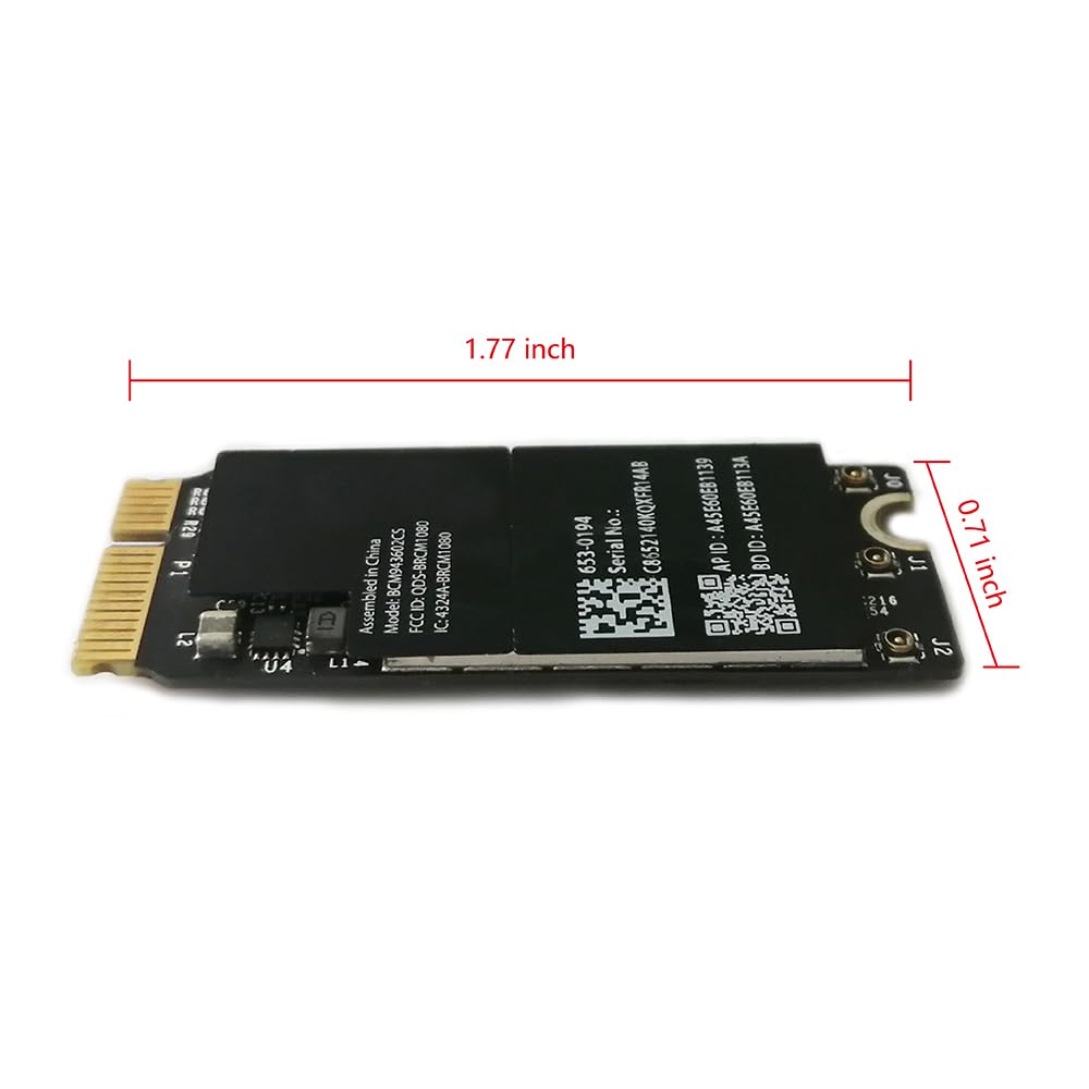 Aokyitzm Airport Wireless Network Card, 2.4G/5Ghz Gigabit WiFi Bluetooth 4.0 Dual-Band Network Card BCM943602CS/BCM943602CSAX for MacBook Pro Retina 13
