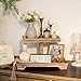 Hanobe Tiered Tray for Table Decor: Easter 2 Tier Decorative Tray Stand for Coffee Bar - Large Farmhouse Display Stands for Seasons - Wood for Kitchen Counter Decorations