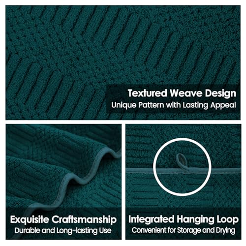 Image of JML Microfier Bath Towels Set, Large Microfier Body Towel for Adult, 2 Pack, 30 inch x 60 inch, Oversized, Soft, Super Absorbent, Fast Drying, Use for Suana,Gym,Sport, Fitness, Yoga, Diamond Cross Grid Teal