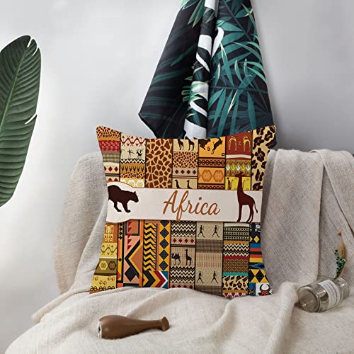 KUNQIAN African Cushion Cover Ethnic Tribe Print Art Pillow Cover Decor for Home Livingroom Couch Bed Sofa Decorate Throw Pillow Case Afriacn Ornament Gift 18"x18" - Image 3