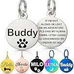 Personalised Dog Tags for Pets UK Prime, Deep Engraved Cat Dog Name ID Tags, Stainless Steel Pet Tag for Doggy Kitten Kitty Puppy, Scratch Resistant Tag (Silver Round, S)