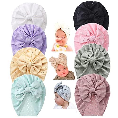 Image of Yili Maizi Baby Girl Hat with Disc Flower Newborn Infant Toddlers Beanies Caps Hats Baby Kids Knotted Turbans Headband Cap…