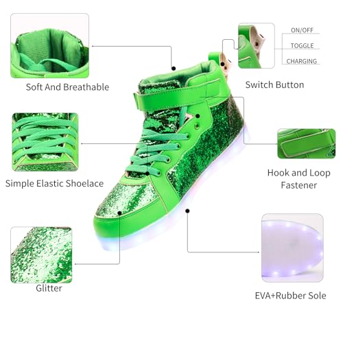 Image of Glitter Led Shoes Light Up Shoes High Top Sneakers for Women Men Flashing Dancing Shoes for Halloween Christmas Party with USB Charging