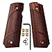 Cool Hand 1911 Wood Grips, Grips Gold Screws Included, Full Size (Government/Commander), Checker Diamond Cut or w/Patriotic US Logo or Honey Comb Texture, Ambi Safety Cut (Brown3)