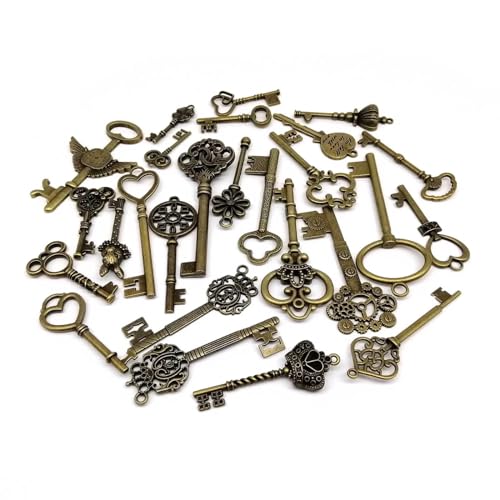 Breloques clé steampunk laiton antique x26 : pendentif vintage pour création bijoux - 2