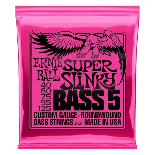 Ernie Ball Super Slinky - Cuerdas para bajo eléctrico de 5 cuerdas, entorchado de níquel, calibre...