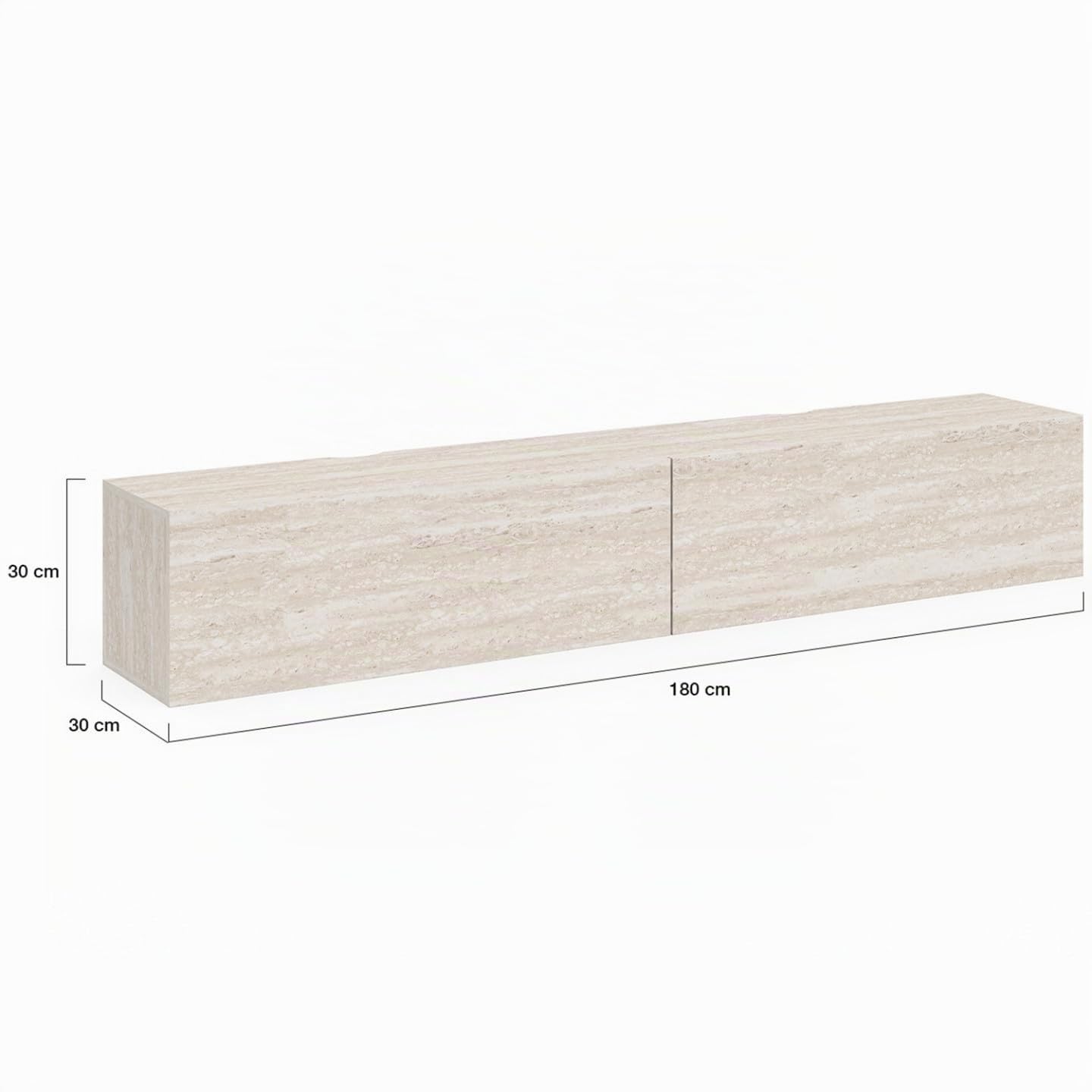IDMarket - Mueble de TV 180 cm colgante Elio 2 puertas de madera efecto travertino