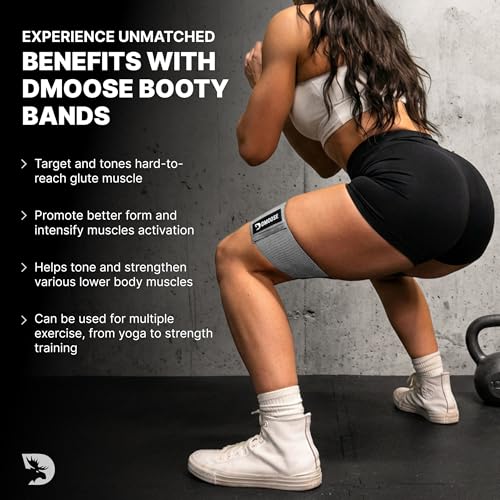 Image of DMoose Fitness Hip Circle Band, Set of 3 Booty Bands for Women & Men, Cloth Resistance Bands to Exercise Butts, Glutes & Legs, Perfect for Yoga, Pilates, Strength Training & Home Gym Workout