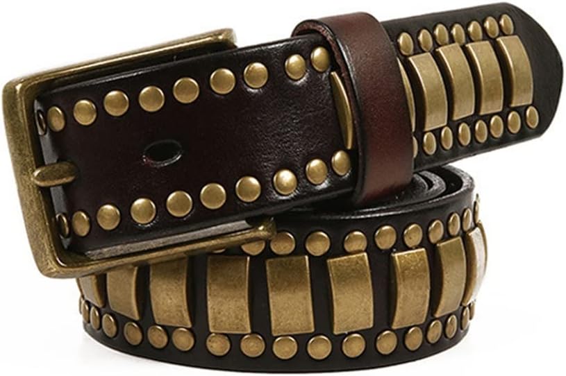 スタッズナローベルトレリック加工UKチョコ23mm 34inch