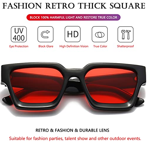 Image of AIEYEZO Square Sunglasses for Women Men Square Thick Frame Sun Glasses Simple Designer Style Shades