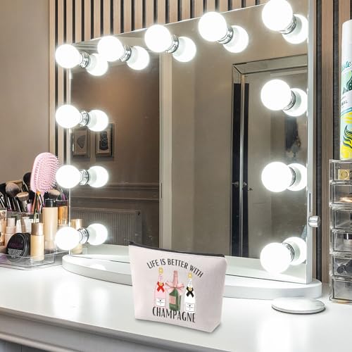 TGBJE Champagne Lover Gifts Life is Better With Champagne Makeup Bag Girls Wine Trip Gift Bachelorette Party Zipper Pouch (Life Champagne bag)3