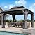 10'x12' Wood Gazebo, Outdoor Hardtop Gazebo with Wood Posts and Galvanized Steel Doule Roof, Wooden Frame Gazebos with Netting and Curtains for Patio, Backyard, Deck