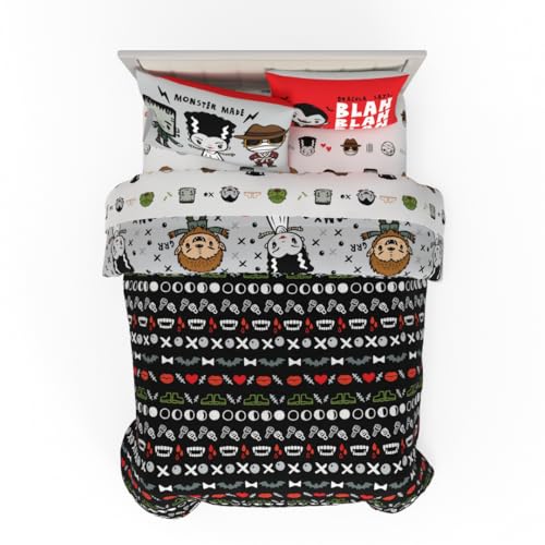 Image of Universal Little Monsters Halloween Full Bed Set - Super Soft & Cozy 7 Piece Reversible Comforter and Sheet Set, (Officially Licensed Product) by Franco