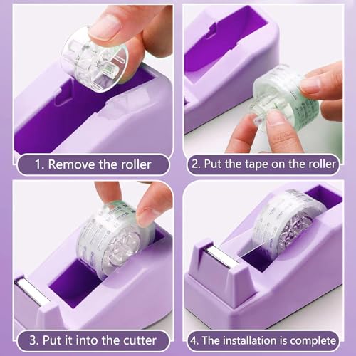 Image of Purple Desk Accessories, Pink Office Supplies Set with Stapler, Tape Dispenser, Staple Remover, Pen Holder, Scissor, Binder /Paper Clips, Ballpoint Pen, Clear Tape and 1000pcs Staples