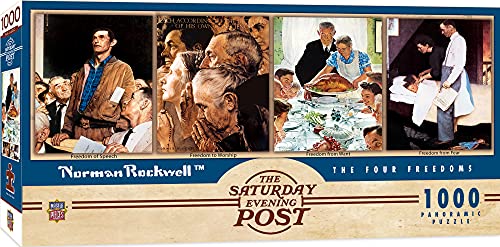 Masterpieces Rompecabezas de 1000 piezas para adultos, familia o jóvenes - The Four Freedoms por Norman Rockwell - 13"x39" miniatura 1