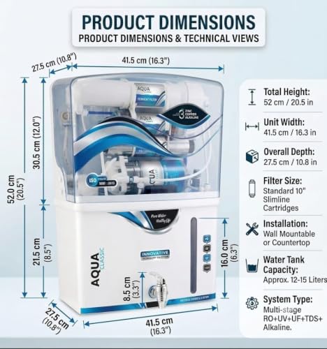Image of Aqua Classic RO UV UF TDS Water Purifier with Zinc Copper Alkaline.