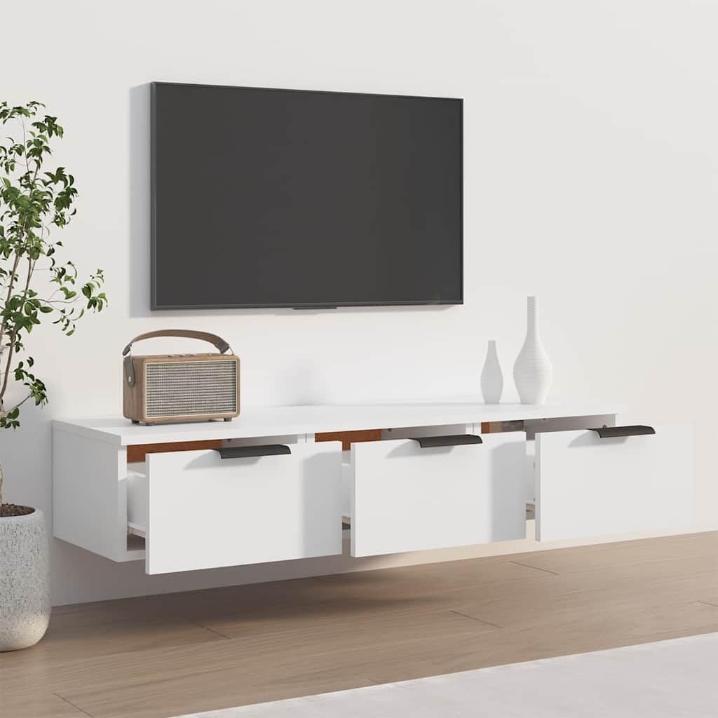 Armadio da parete bianco in legno 102 x 30 x 20 cm con cassetto e porta, spazio per soggiorno, camera da letto, ufficio, corridoio, scaffale versatile e sistema di organizzazione