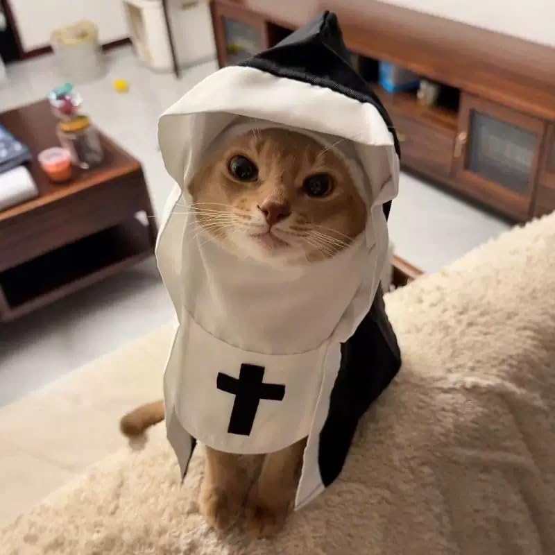 Halloween Katzen Hunde Haustierkostüme,Lustiges Cosplay Sister Habit Umhang Kostüm,für Katzen und Kleine Hunde Halloween Christmas Festival Cosplay Party Haustiere Kleidung (M)