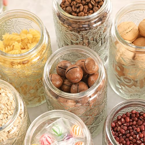 Danmu Art Tea Coffee Sugar Canisters Sets Glass Jars with Lids Set of 3 Glass Airtight Storage Jars with Bamboo Lids (Begonia, 500ml) - Image 7