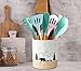 dgudgu Bear Utensil Holder For Countertop Ceramic Kitchen Utensil Holder For Kitchen Counter Forest Painted Utensil Crock White Large Cooking Utensil Holder