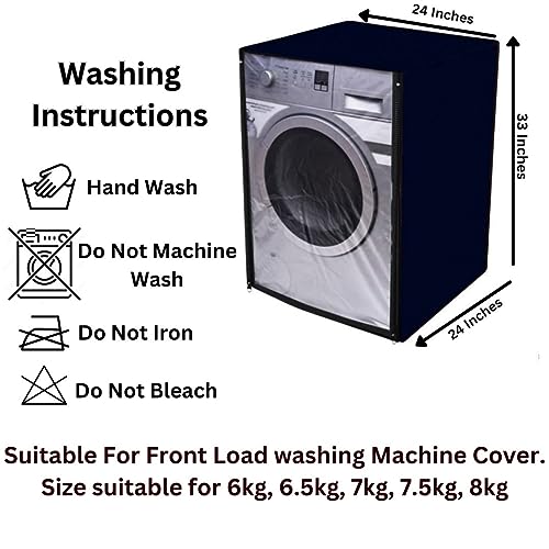 Image of Waterproof & Dustproof Front Loading Washing Machine Front Clear Cover Suitable for Normal IFB 6.5kg, 7 Kg, 7.5Kg & 8kG / 61X61X84cm Washing Machines (Grey) (5, Blue)