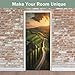3D Door Sticker Tuscany Sunset Landscape View Green Hills Fringed Cypress Trees Italy Door Mural Peel and Stick Self-Adhesive Door Decal Removable Wallpaper Poster Home Decor for Bedroom 30.3