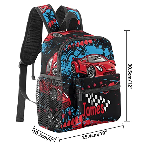 Race Car Speed Personalized Kids Toddler Backpack for Boys Girls ,Custom Mini 10inch(L) x 4inch(W) x 12inch(H)2