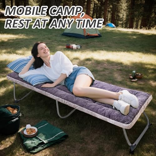 Thick Camping Sleeping Pad - Lamb Fluff Camping Cot Pads for Adult, Soft Sleeping Mat, Non-Slip Camping Mattress Pad for - Additional View