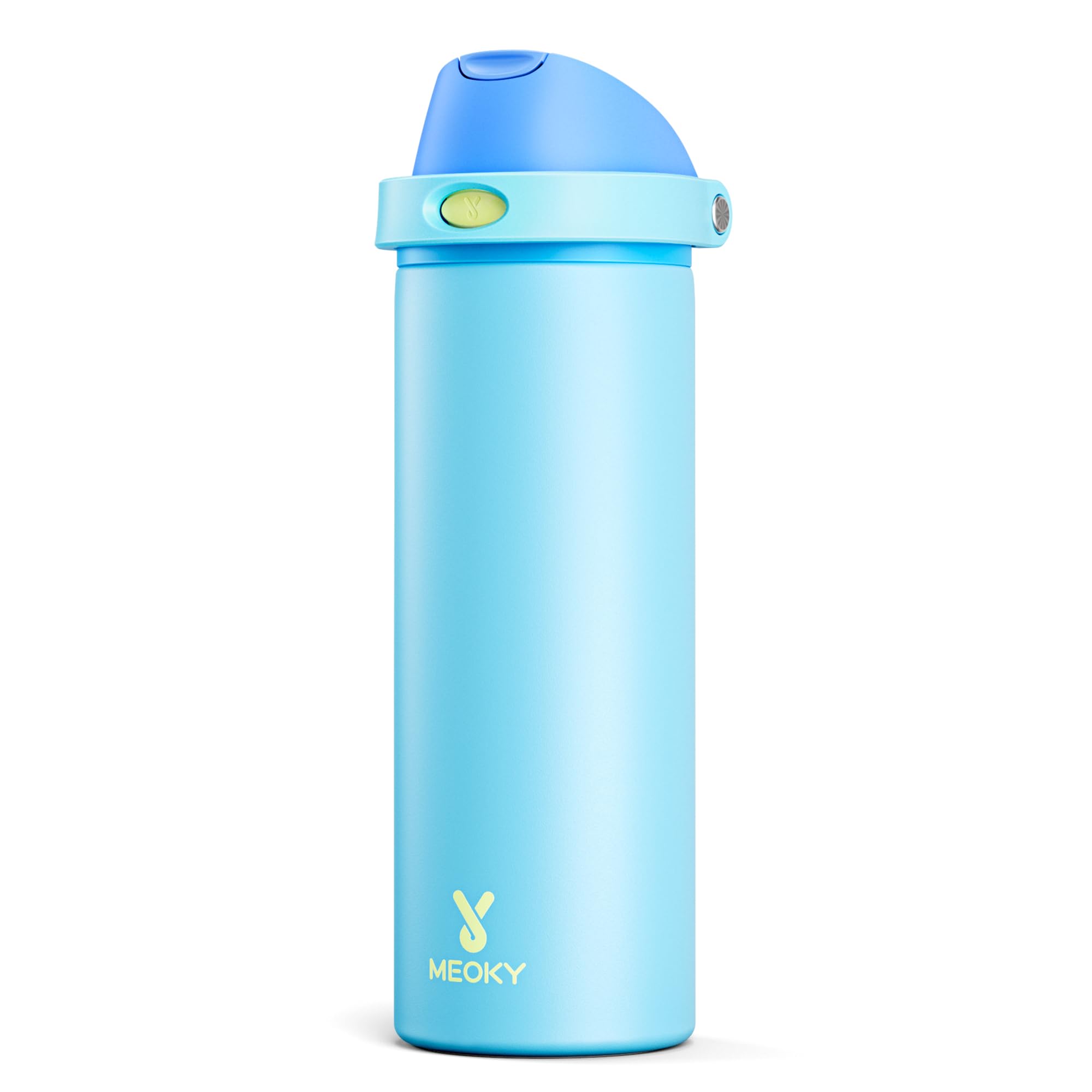 24 oz Insulated Water Bottle for Men: Meoky Stainless Steel Water Bottle with 2-in-1 Straw and Spout Lid - Leak Proof, Cold for 24 Hours, Fits in Car Cup Holder, BPA-Free for Sports Travel, Azure