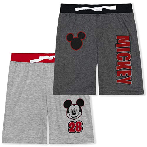 Disney Mickey Mouse Boys 2 Pack Shorts With Drawstring For Toddler And Little Kids – Blue/White/Grey/Black #TOP30