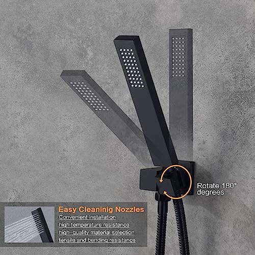 Cascada 9”x22” Luxury Shower system (Wall Mounted) con válvula de un solo mango, 3 funciones (Lluvia, Cascada y ducha de mano) (Bronce frotado en aceite) miniatura 4