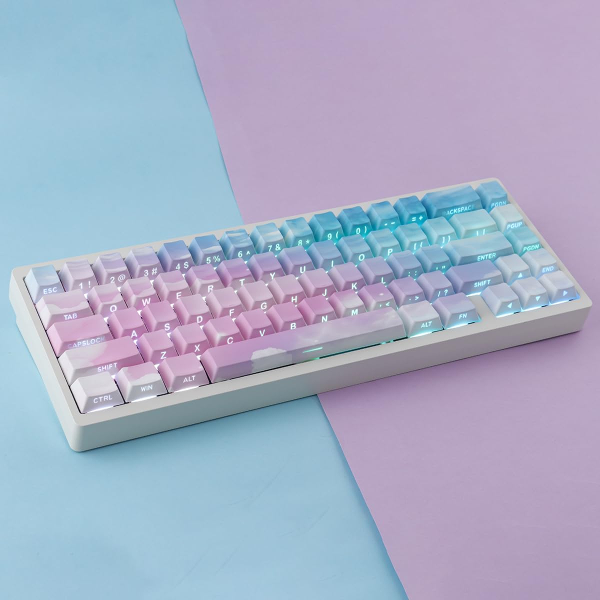 KOMI PBT Custom Keycaps,Shine Through Keycaps 75 Percent,Double Shot,Side Printed Keycap,dye-Sublimation,125key Cherry Profile For Mechanical Gaming Keyboards(Wave Of Kanagawa,only Keycaps - View #4