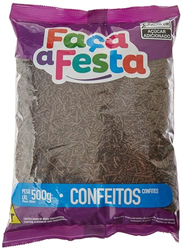 Faça a Festa – Granulado Escuro 500g | Crocante e Sabor Chocolate | Ideal para Decoração e Cobertura de Doces, Bolos e Sobremesas