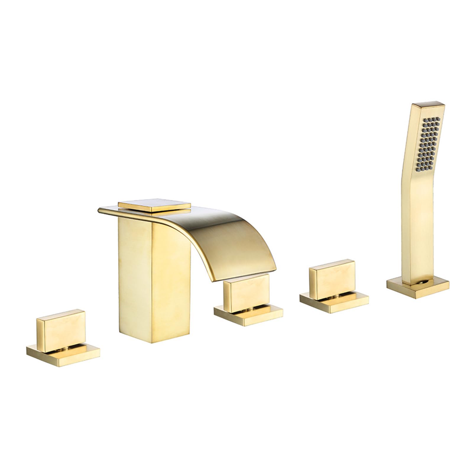 Robinet baignoire noir cascade 5 trous avec douchette pour salle de bain moderne