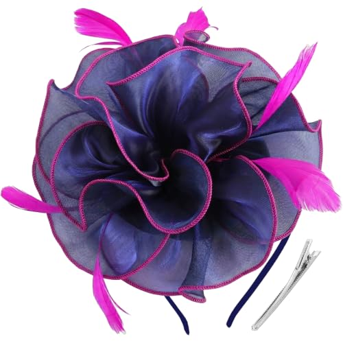 Image of DRESHOW Fascinators Hat Tea Party Headwear Ribbons Feathers on a Headband and a Clip for Women